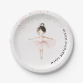 Assiettes En Carton Anniversaire rose Ballerina élégant (Devant)