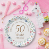 Assiettes En Carton Anniversaire Rose du 50e Mariage Blush (Fête)
