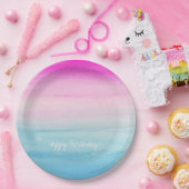 Assiettes En Carton Anniversaire rose et bleu Girly d'Ombre | (Fête)