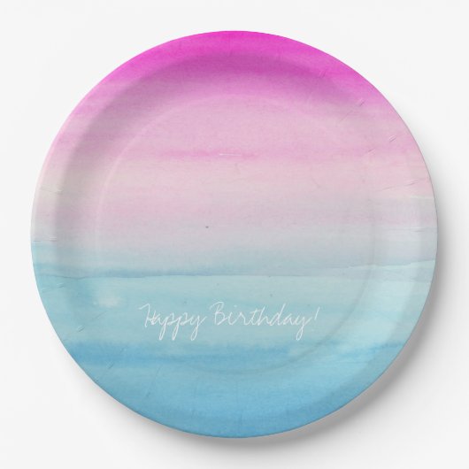 Assiettes En Carton Anniversaire rose et bleu Girly d'Ombre | (Devant)