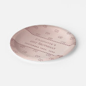 Assiettes En Carton Anniversaire rose or monogramme initiales nom (Angle)