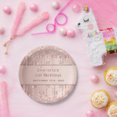 Assiettes En Carton Anniversaire rose or parties scintillant monogramm (Fête)