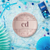 Assiettes En Carton Anniversaire rose or parties scintillant monogramm (Fête)