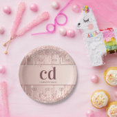 Assiettes En Carton Anniversaire rose or parties scintillant monogramm (Fête)