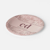 Assiettes En Carton Anniversaire rose or parties scintillant monogramm (Angle)