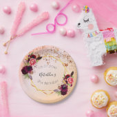 Assiettes En Carton Anniversaire rose or rousse rose rose monogramme g (Fête)