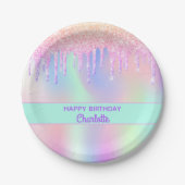 Assiettes En Carton Anniversaire rose violet (Devant)