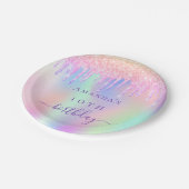 Assiettes En Carton Anniversaire rose violet parties scintillant nom h (Angle)