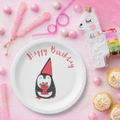 Assiettes En Carton Anniversaire rouge et noir de pingouin (Fête)