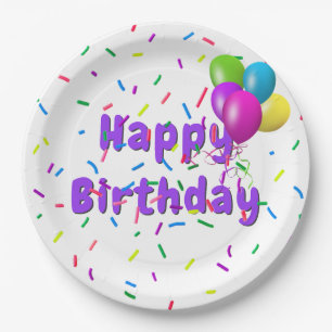 Assiettes En Carton Anniversaire Saupoudré De Ballons