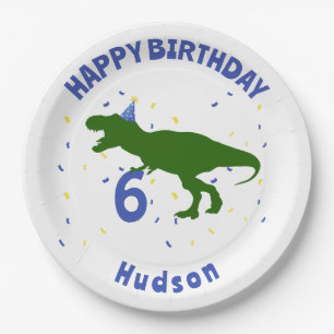 Assiettes En Carton "Anniversaire-Saurus" Dinosaure pour enfants Anniv