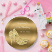 Assiettes En Carton Anniversaire scintillant de stylets d'or (Fête)