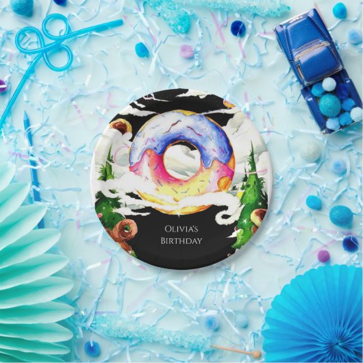 Assiettes En Carton Anniversaire simple de beigne enchantée (Fête)