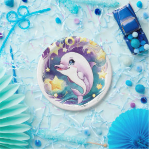 Assiettes En Carton Anniversaire simple du dauphin sous-marin Boho