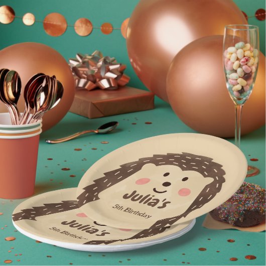 Assiettes En Carton Anniversaire simple Hérisson (Multi)
