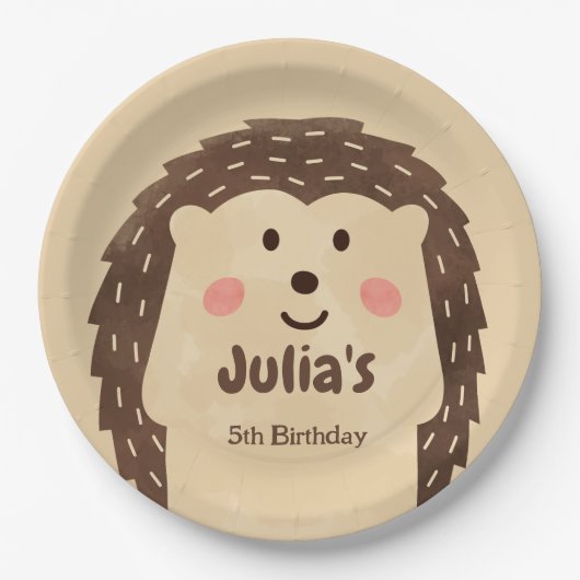 Assiettes En Carton Anniversaire simple Hérisson (Devant)