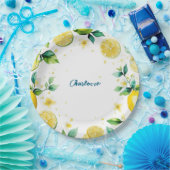 Assiettes En Carton Anniversaire simple jaune citron (Fête)