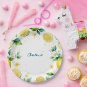 Assiettes En Carton Anniversaire simple jaune citron (Fête)