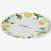 Assiettes En Carton Anniversaire simple jaune citron (Angle)