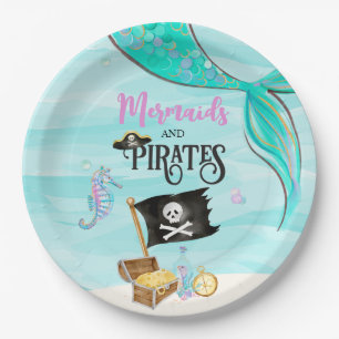 Assiettes En Carton Anniversaire Sirènes et Pirates