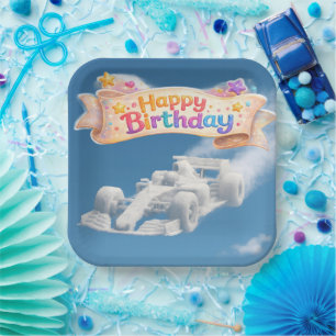 Assiettes En Carton Anniversaire soulève voiture nuage 9 en.² papier