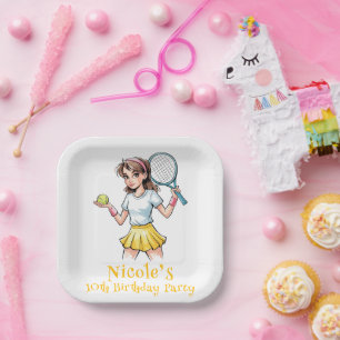 Assiettes En Carton Anniversaire Tennis Ace Girl Celebration