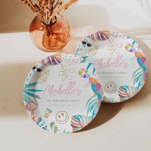 Assiettes En Carton Anniversaire tropical de charme
