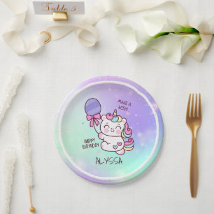 Assiettes En Carton Anniversaire Unicorn ! Enfant Joyeux anniversaire