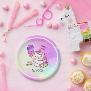 Assiettes En Carton Anniversaire Unicorn ! Enfant Joyeux anniversaire