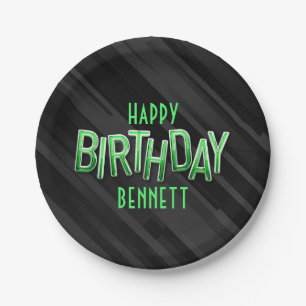 Assiettes En Carton Anniversaire vert adulte moderne