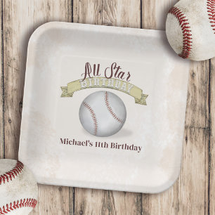 Assiettes En Carton Anniversaire Vintage Whimsical Baseball All Star P