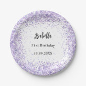 Assiettes En Carton Anniversaire violet blanc confetti (Devant)