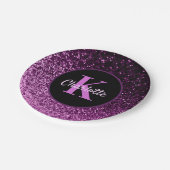 Assiettes En Carton Anniversaire violet rose parties scintillant monog (Angle)