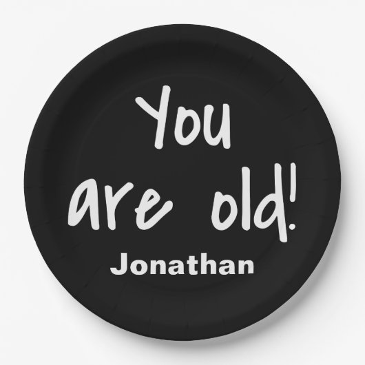 Assiettes En Carton Anniversaire Vous Êtes Vieux Noir Dire Nom Personn (Devant)
