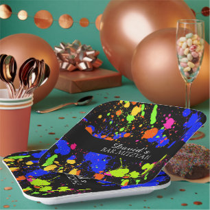 Assiettes En Carton Anniversaires de Bat/Bar Mitzvahs avec éclaboussur