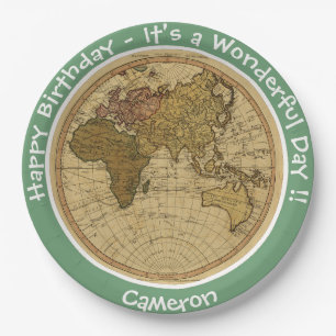 Assiettes En Carton Antique 1786 Carte de l'hémisphère oriental