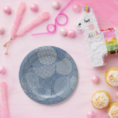 Assiettes En Carton Antique bleu blanc imitation porcelaine Royal 1877 (Fête)