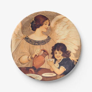 Assiettes En Carton Antique française au chocolat