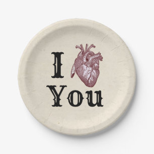 Assiettes En Carton Antique I Heart You