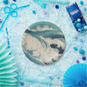 Assiettes En Carton Antique Japonais Bleu Vagues Océan Imprimer (Fête)