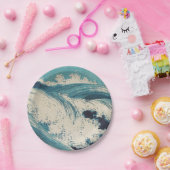 Assiettes En Carton Antique Japonais Bleu Vagues Océan Imprimer (Fête)