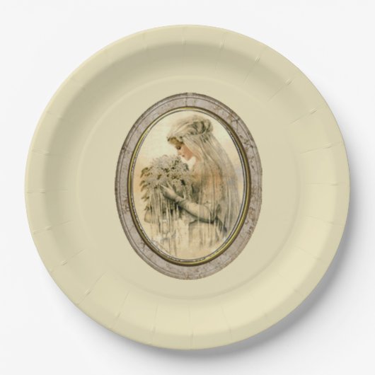 Assiettes En Carton Antique Mariée (Devant)