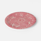 Assiettes En Carton Antique rose rouge Anges et Coeurs cupides (Angle)