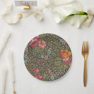 Assiettes En Carton Antique Toile de Jouy 1800 Branches florales