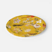 Assiettes En Carton Antique Tropical Hummingbird Jungle Motif Jaune (Angle)