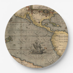 Assiettes En Carton Antique vieille carte inspirée (14) étiquette de b