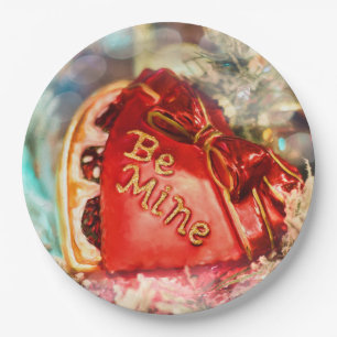 Assiettes En Carton Antique Vintage Valentine Heart in Red Be Mine