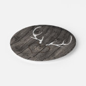 Assiettes En Carton Antlers de cerfs rustiques et Mariage de coeur scu (Angle)