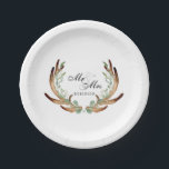 Assiettes En Carton Antlers rustiques et verdure | Aquarelle M & Mme<br><div class="desc">Par Honey & Birch Studios</div>