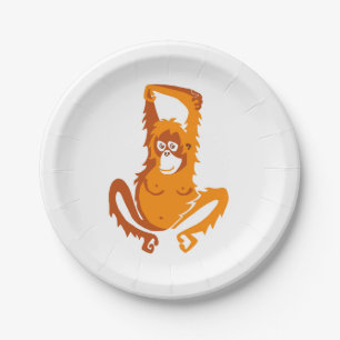 Assiettes En Carton Ape - ORANGUTAN -Animaux en voie de disparition- P